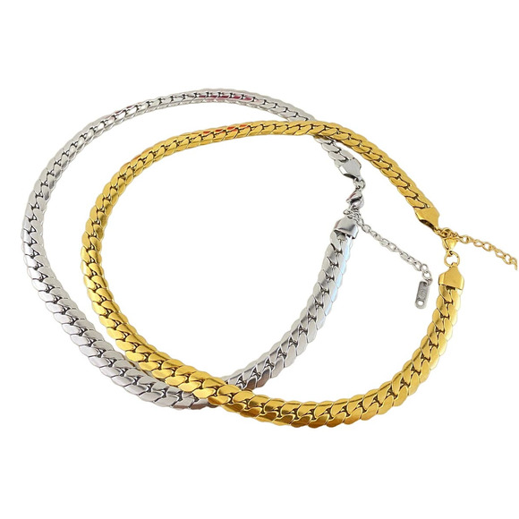 SHABA 18K Gold Plated Stainless Steel Braided Bone Chain Necklace Gold Silver - Picture 6 of 11